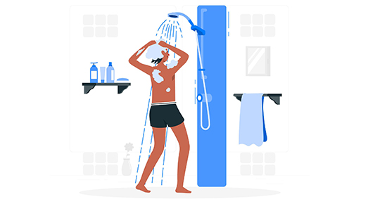 Take a Steam Shower and Change Into New Clothes