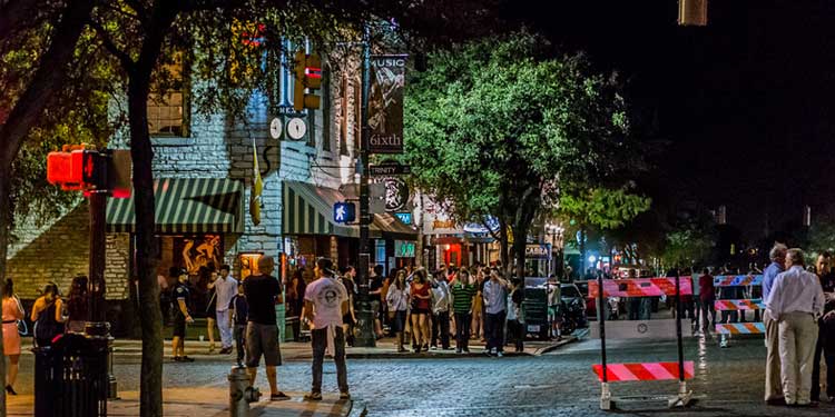 Nightlife at West 6th street Austin