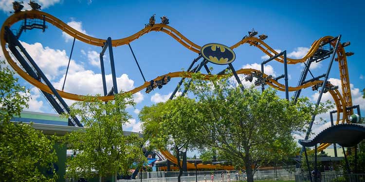 Superheroes Roller Coaster Ride at the Six Flags Fiesta Texas